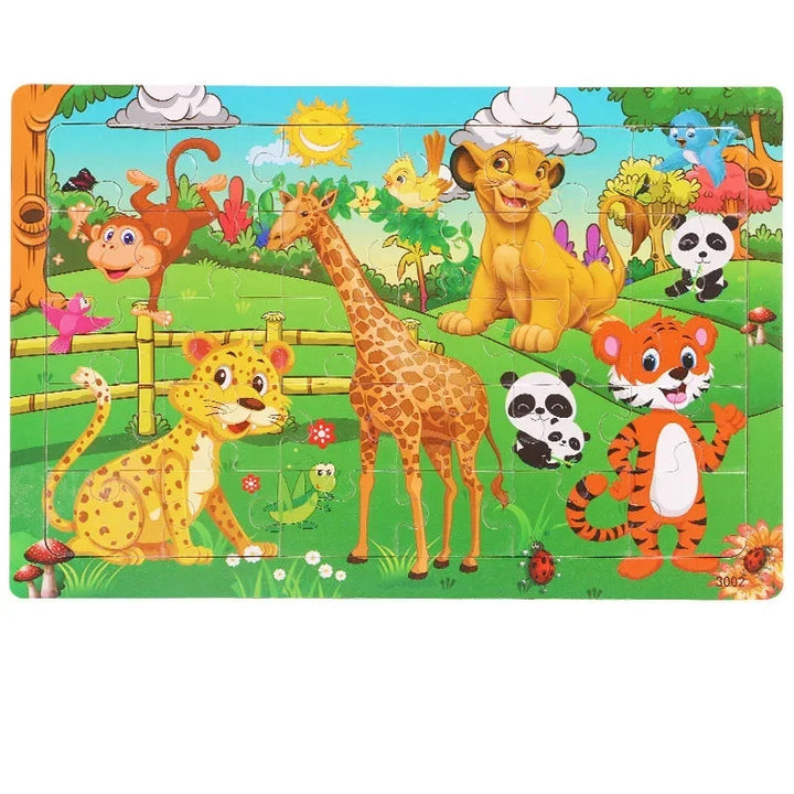 Logic Thinking Wooden Puzzle Jigsaw for Kids - Animal Vehicle Educational Gift