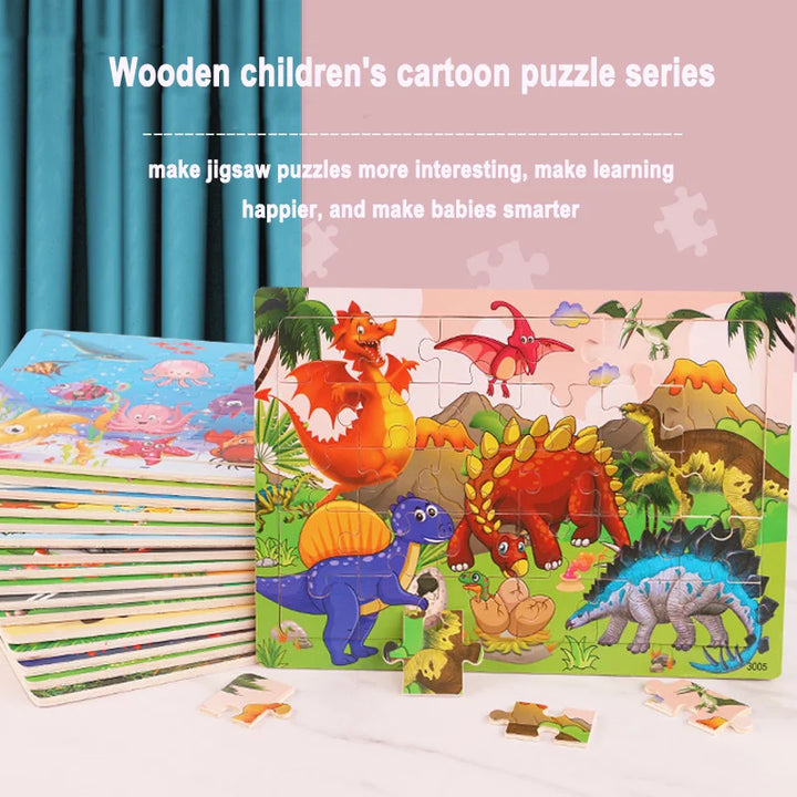 Logic Thinking Wooden Puzzle Jigsaw for Kids - Animal Vehicle Educational Gift