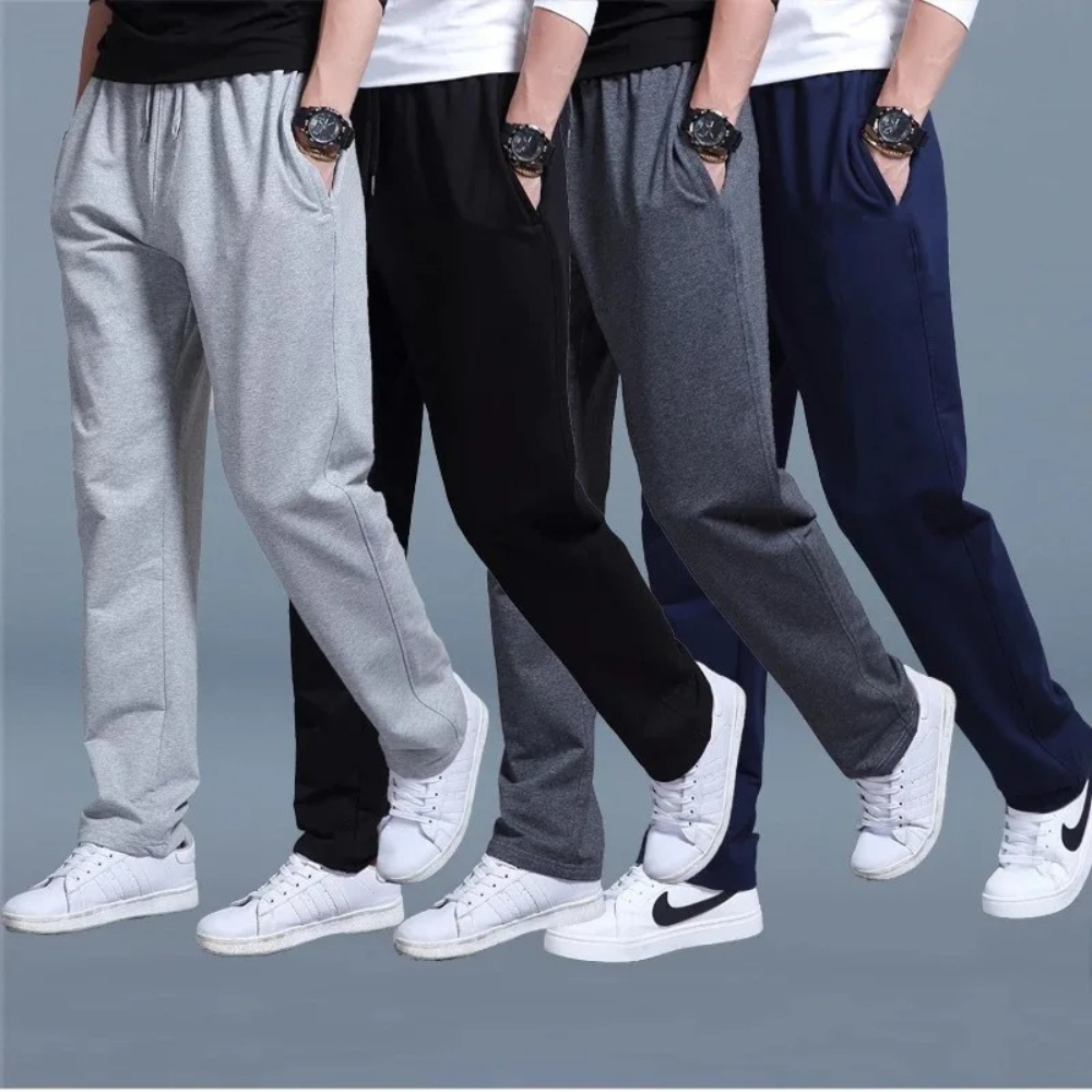 Light Summer Jogging Pants for Men, Comfortable Wide Leg Sweatpants with Adjustable Waistband, Cotton Training Joggers