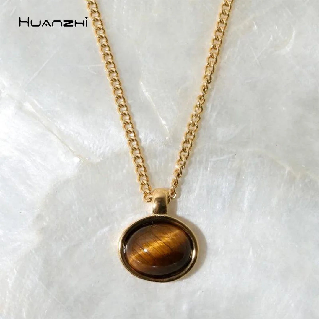 Layered Gold Tone Necklace Set With Resin Stone Pendants Boho Statement Jewelry Gift Idea Fall 2026