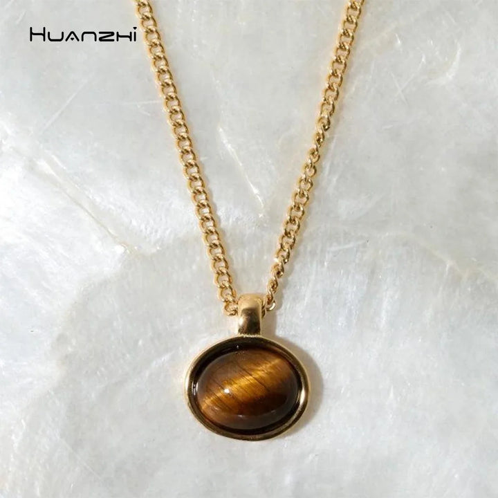 Layered Gold Tone Necklace Set With Resin Stone Pendants Boho Statement Jewelry Gift Idea Fall 2026