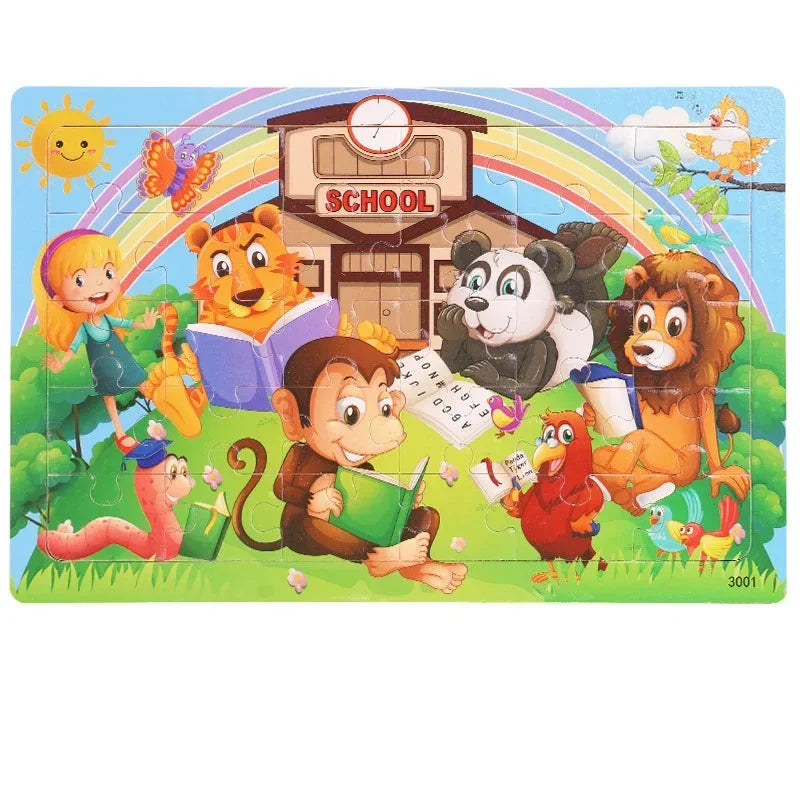 Logic Thinking Wooden Puzzle Jigsaw for Kids - Animal Vehicle Educational Gift