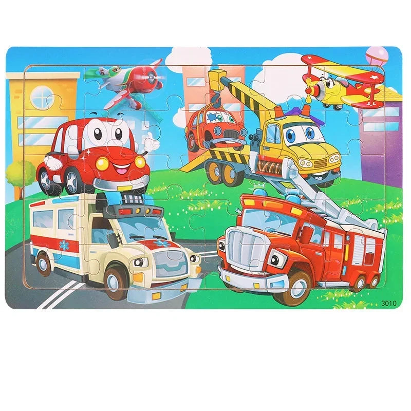 Logic Thinking Wooden Puzzle Jigsaw for Kids - Animal Vehicle Educational Gift