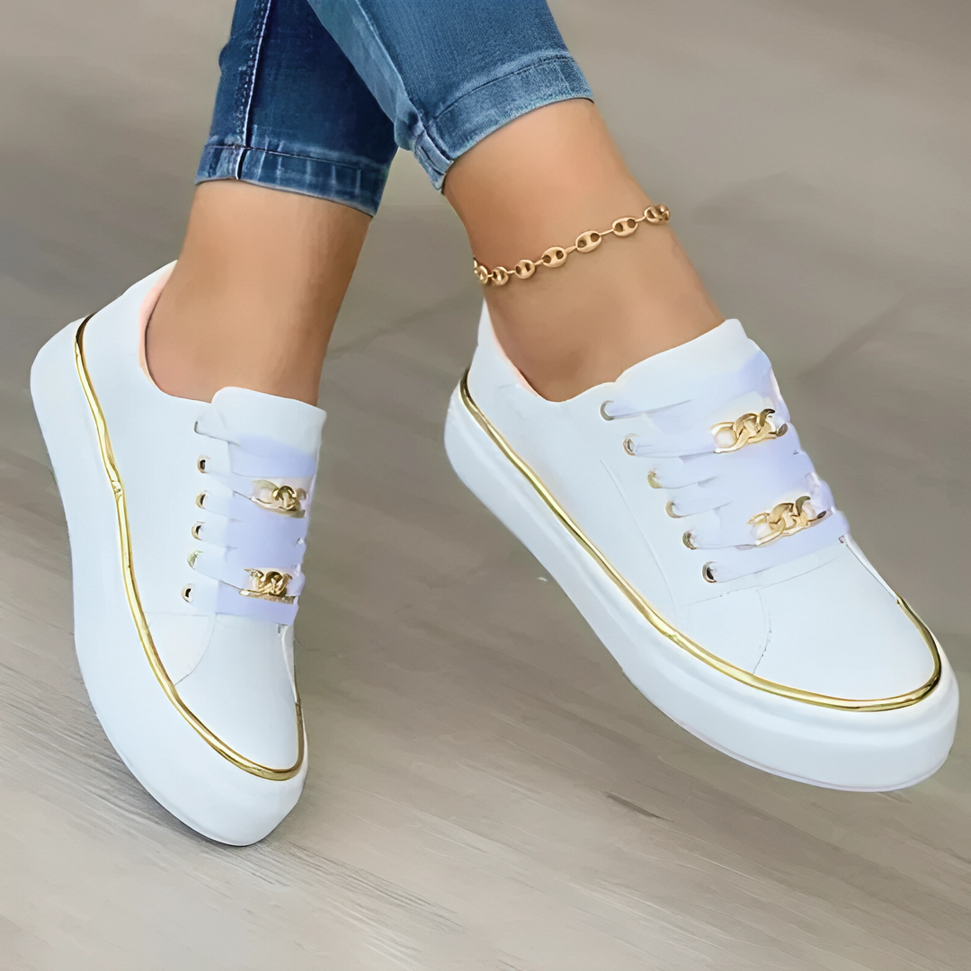 Trendy Black Low-Top Sneakers with Gold Accents for All-Day Comfort and Durable PU Leather Construction