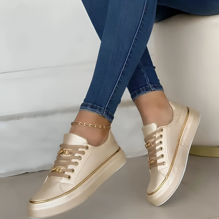 Trendy Black Low-Top Sneakers with Gold Accents for All-Day Comfort and Durable PU Leather Construction