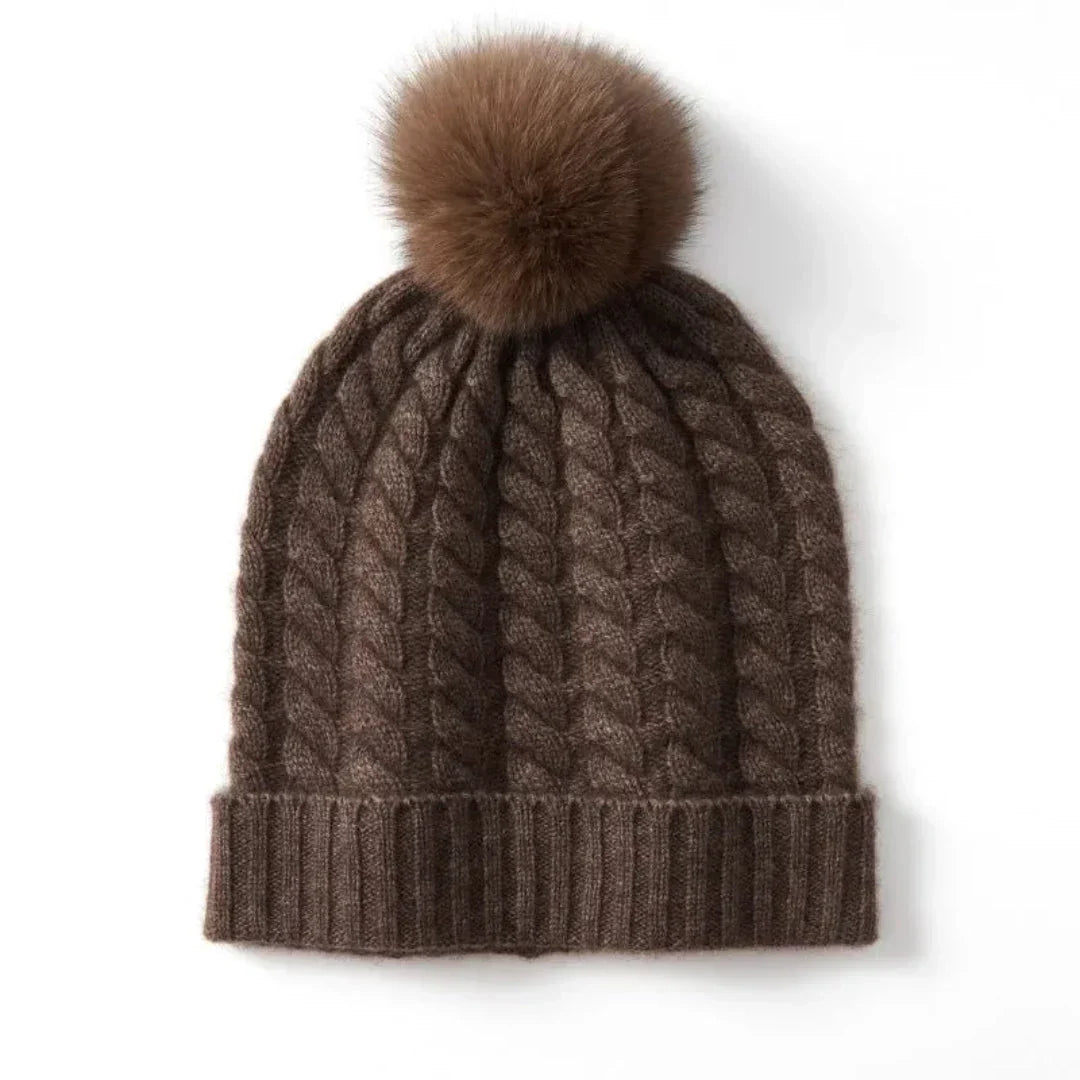 Soft Cozy Women’s Cable Knit Beanie - Pom, Cashmere, Winter