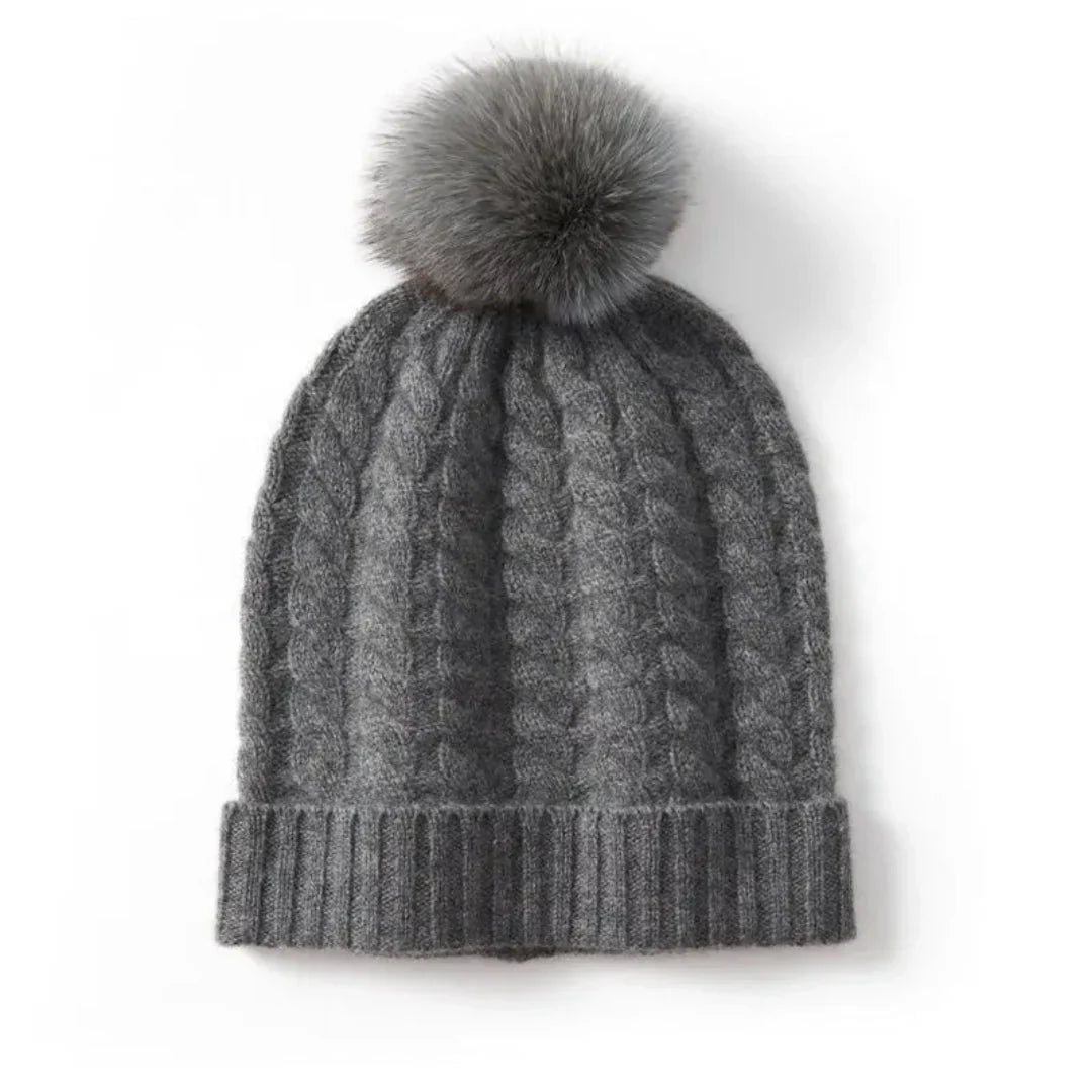 Soft Cozy Women’s Cable Knit Beanie - Pom, Cashmere, Winter