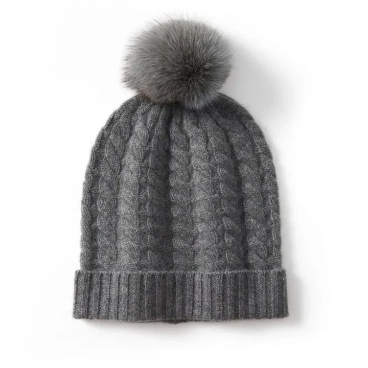 Soft Cozy Women’s Cable Knit Beanie - Pom, Cashmere, Winter