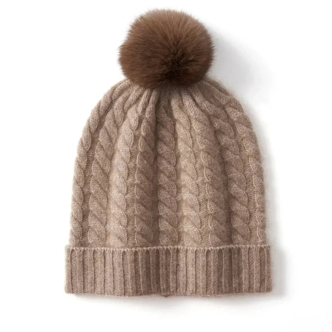 Soft Cozy Women’s Cable Knit Beanie - Pom, Cashmere, Winter