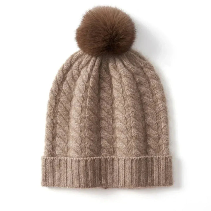 Soft Cozy Women’s Cable Knit Beanie - Pom, Cashmere, Winter