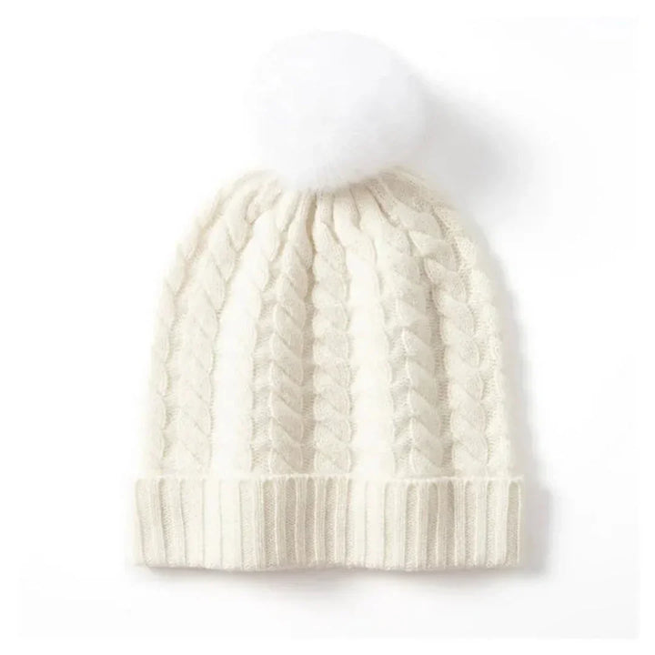 Soft Cozy Women’s Cable Knit Beanie - Pom, Cashmere, Winter