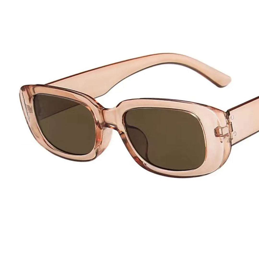 Breathable women’s retro sunglasses – rectangular frame, UV400 protection, for summer outings