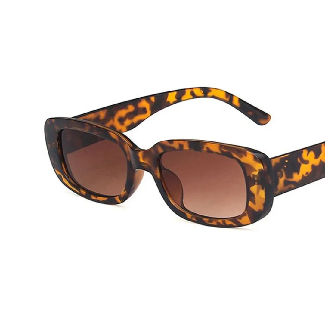 Breathable women’s retro sunglasses – rectangular frame, UV400 protection, for summer outings