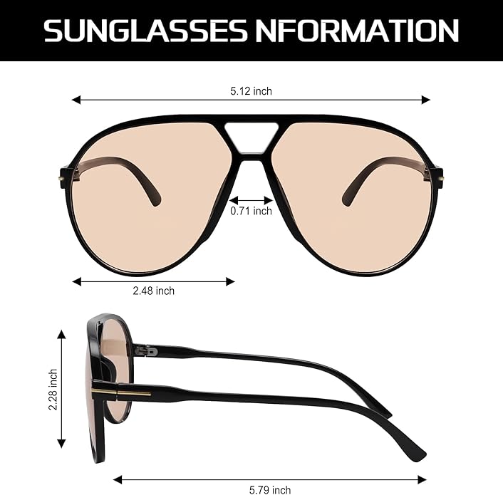 Lightweight unisex aviator sunglasses – oversized square lenses, lightweight frame, for summer 2025