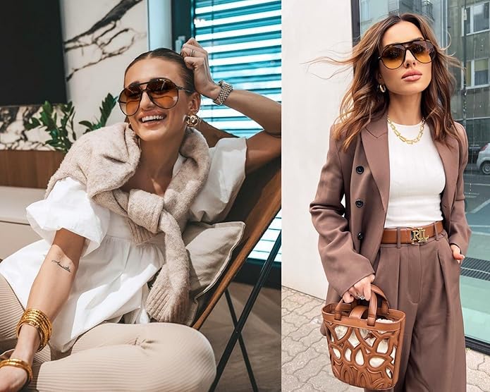Lightweight unisex aviator sunglasses – oversized square lenses, lightweight frame, for summer 2025