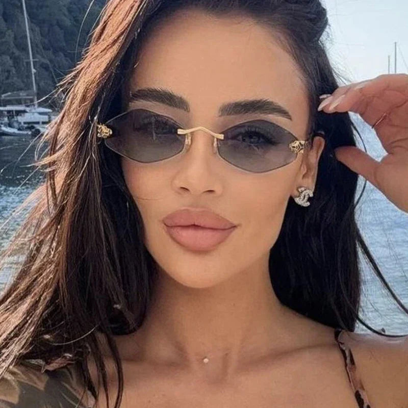 Lightweight women’s polygonal sunglasses – metal frame, vintage-inspired design, for everyday use