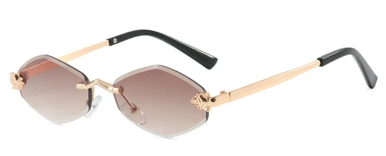 Lightweight women’s polygonal sunglasses – metal frame, vintage-inspired design, for everyday use