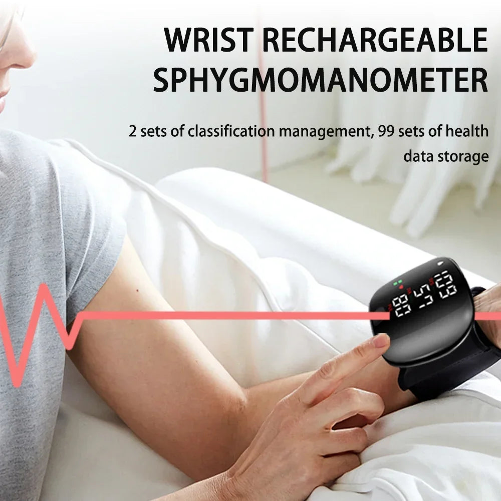 Automatic Digital Wrist Blood Pressure Monitor with Heart Rate Tracking and Smart Touch LCD Screen