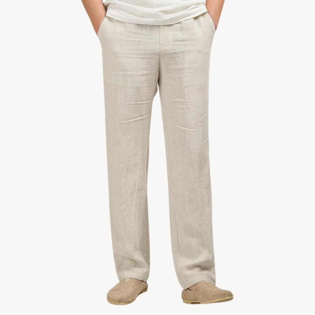 Linen Relaxed Pants for Men and Women, Breathable Flax Cotton Blend, Lightweight Casual and Formal Wear