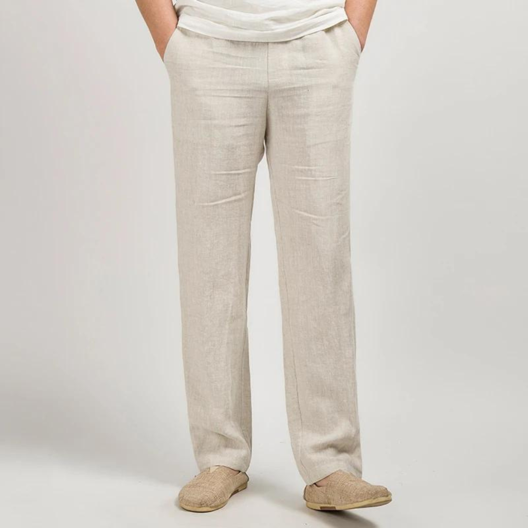 Linen Relaxed Pants for Men and Women, Breathable Flax Cotton Blend, Lightweight Casual and Formal Wear