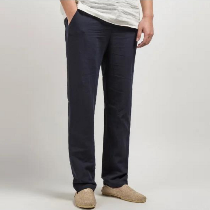 Linen Relaxed Pants for Men and Women, Breathable Flax Cotton Blend, Lightweight Casual and Formal Wear