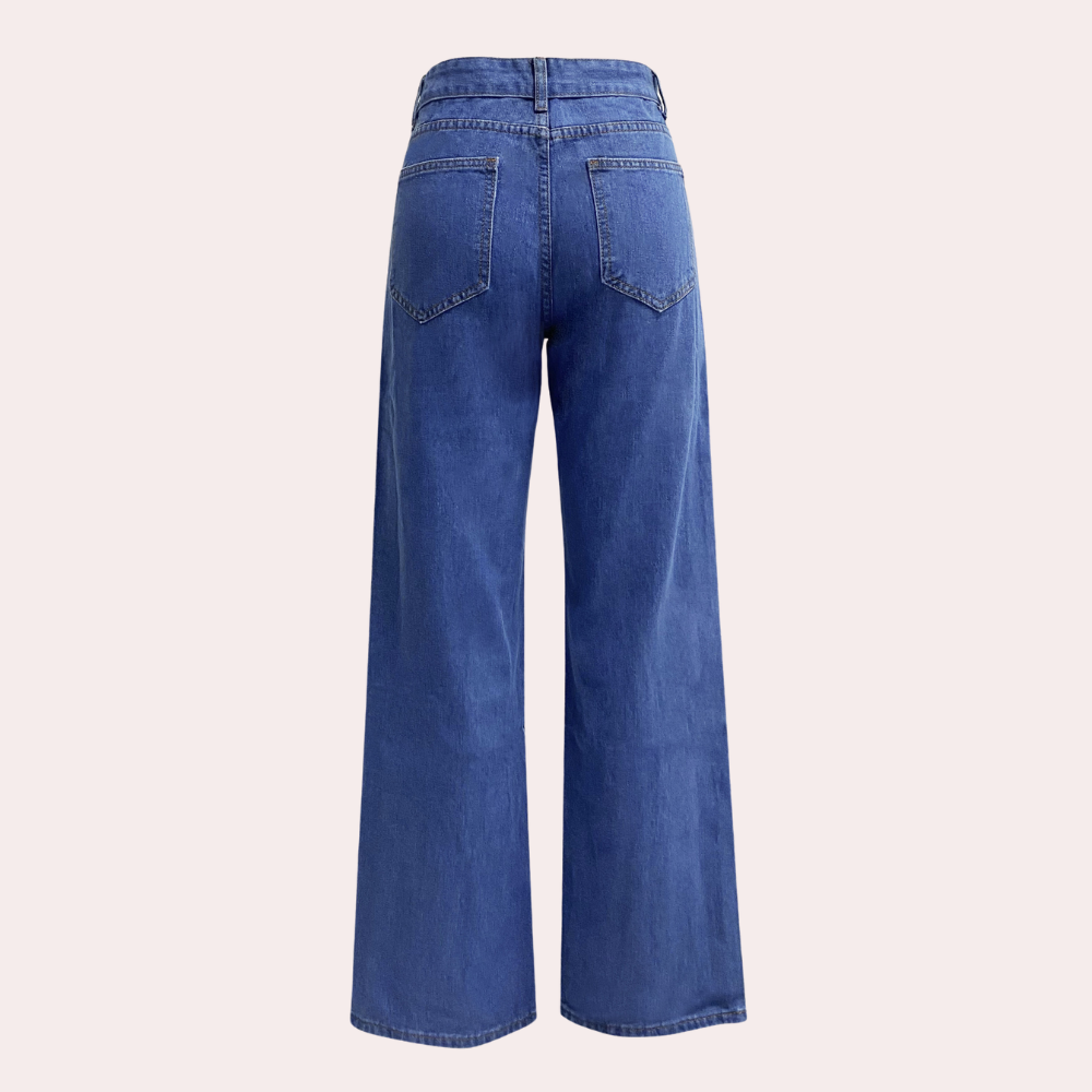 Breathable women’s baggy jeans – high-waisted, stretchy denim, for daily wear