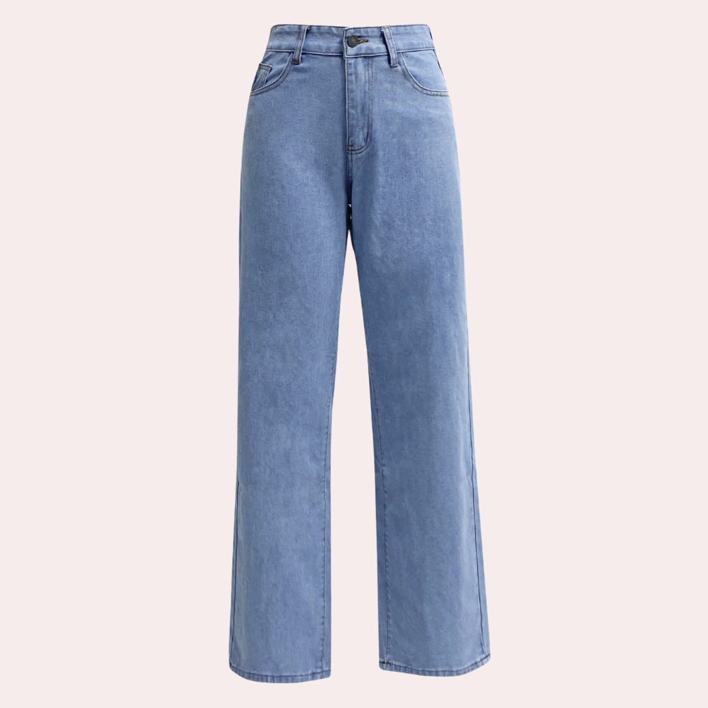 Breathable women’s baggy jeans – high-waisted, stretchy denim, for daily wear