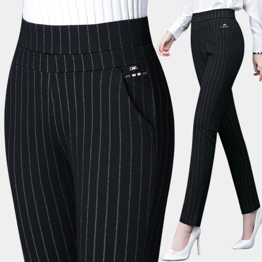 Comfortable women’s stretch trousers – high waist, flexible material, for casual and office wear
