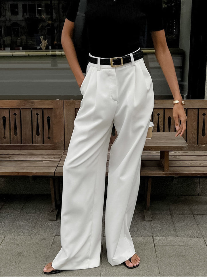 Breathable women’s wide-leg trousers – relaxed fit, easy-care fabric, for casual and office wear