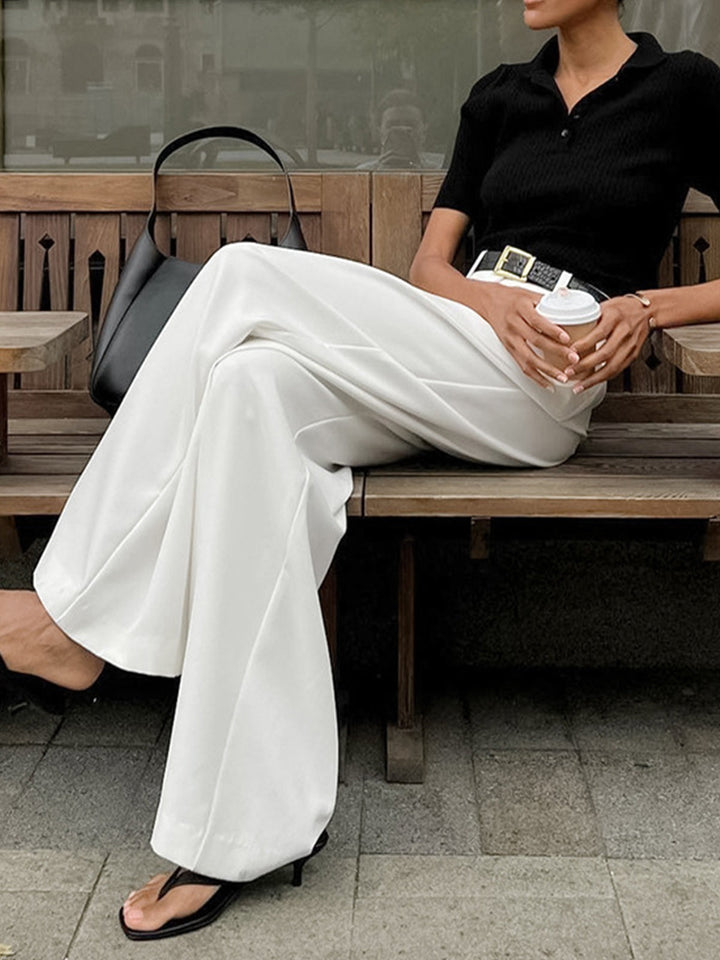 Breathable women’s wide-leg trousers – relaxed fit, easy-care fabric, for casual and office wear