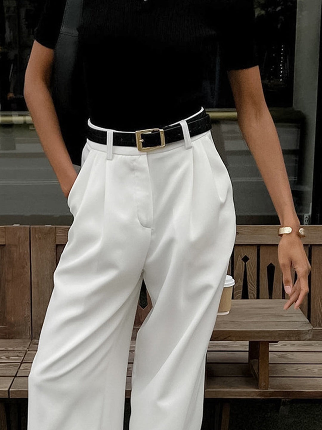 Breathable women’s wide-leg trousers – relaxed fit, easy-care fabric, for casual and office wear