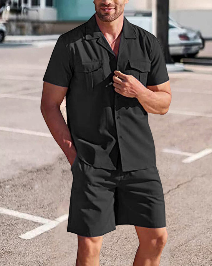 Breathable men’s polo set – short-sleeve shirt and shorts, cotton, for everyday wear
