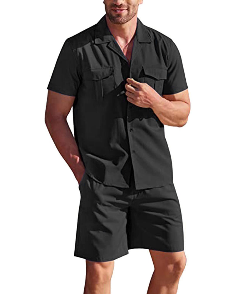 Breathable men’s polo set – short-sleeve shirt and shorts, cotton, for everyday wear