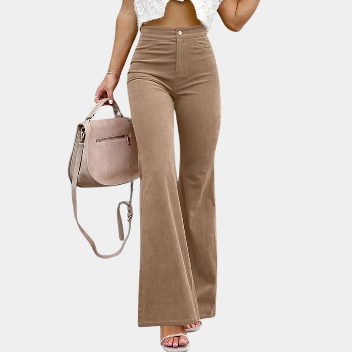 Lightweight &amp; comfortable women’s wide-leg pants – high-waisted corduroy, for summer