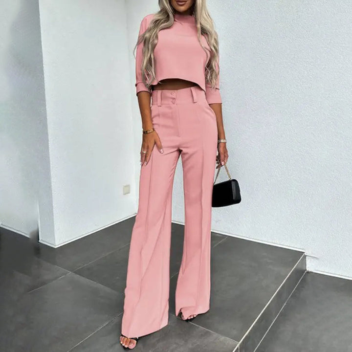 Comfortable women’s two-piece set – simple elegance, polyester, for autumn days