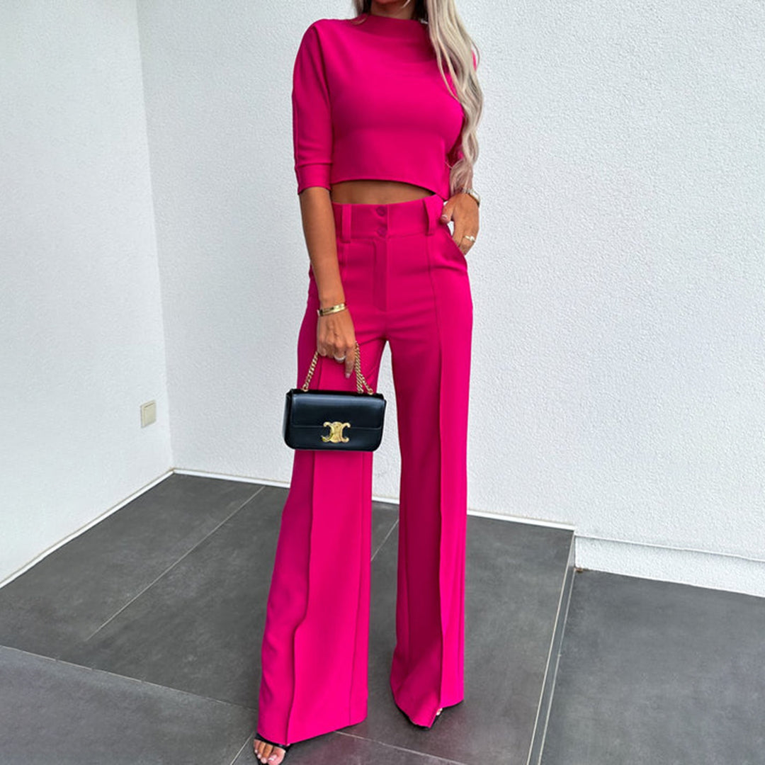 Comfortable women’s two-piece set – simple elegance, polyester, for autumn days