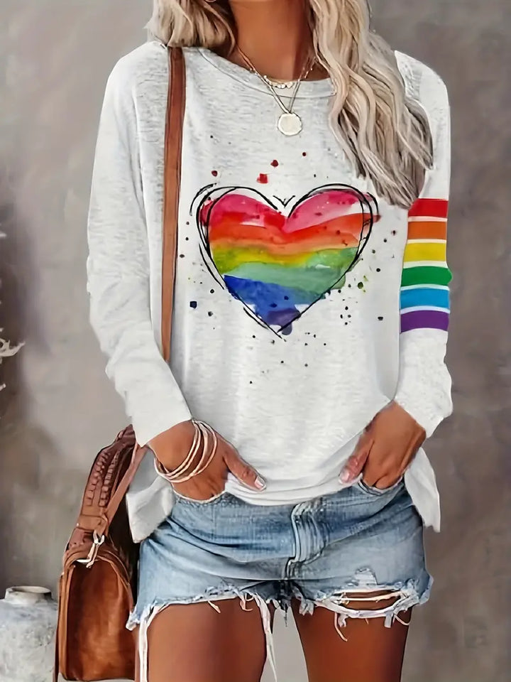 Soft women’s long sleeve shirt – minimalist heart design, high-quality cotton, for everyday wear