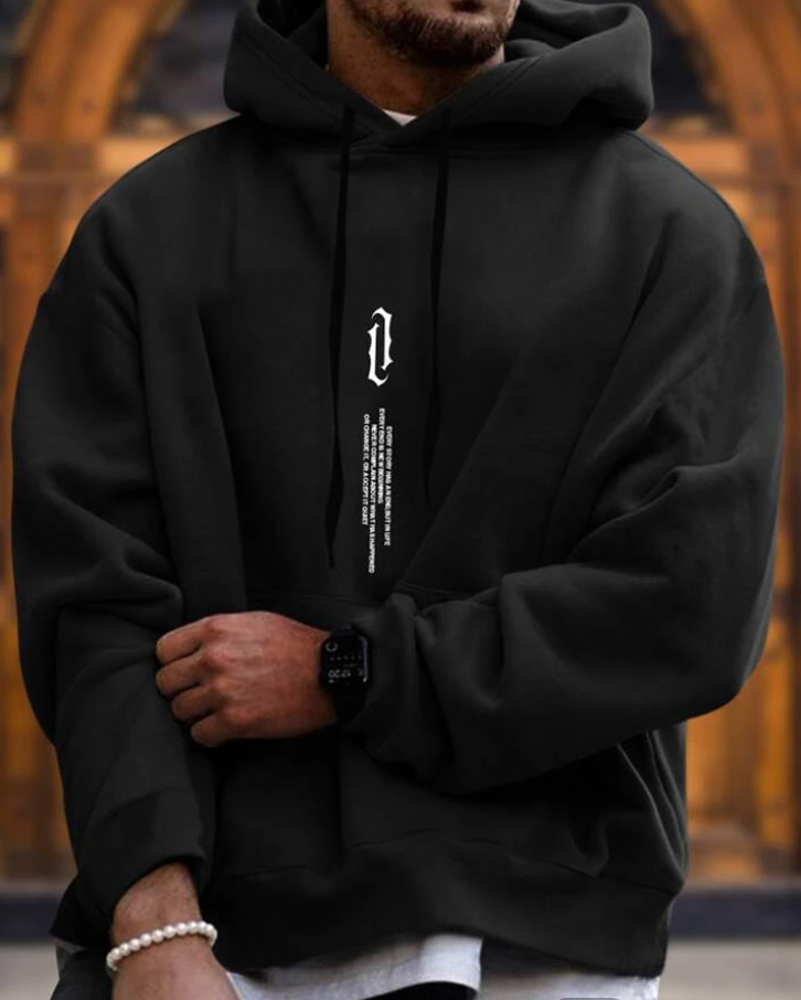 Oversized Cozy Men’s Hoodie - Relaxed Cut, Cotton Blend