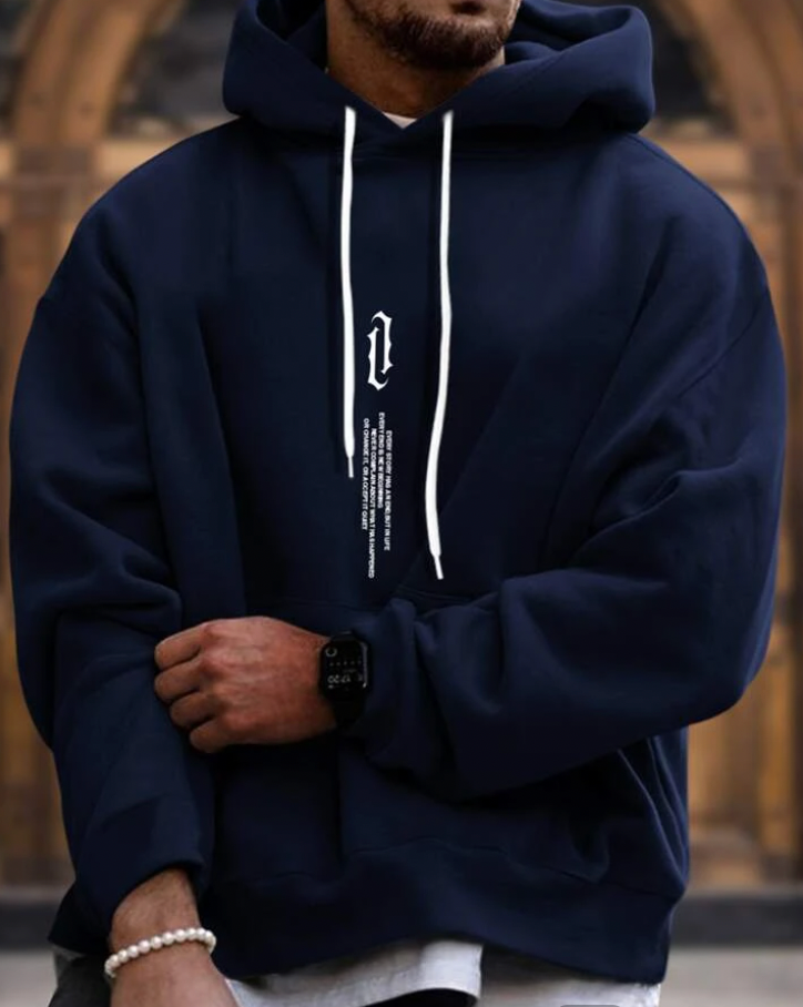 Oversized Cozy Men’s Hoodie - Relaxed Cut, Cotton Blend