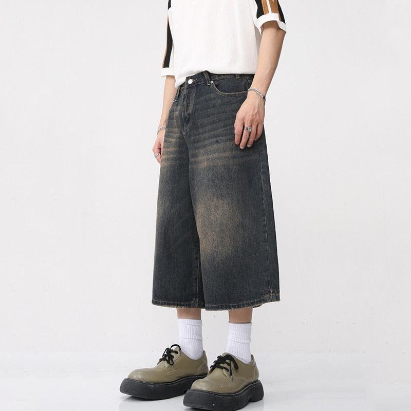Oversized Bermuda Jorts for Men, Baggy Style Above the Knee, 100% Cotton Urban Streetwear Shorts
