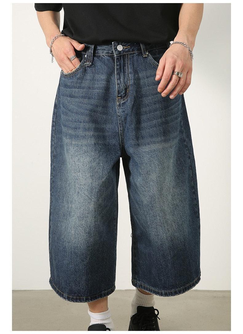 Oversized Bermuda Jorts for Men, Baggy Style Above the Knee, 100% Cotton Urban Streetwear Shorts
