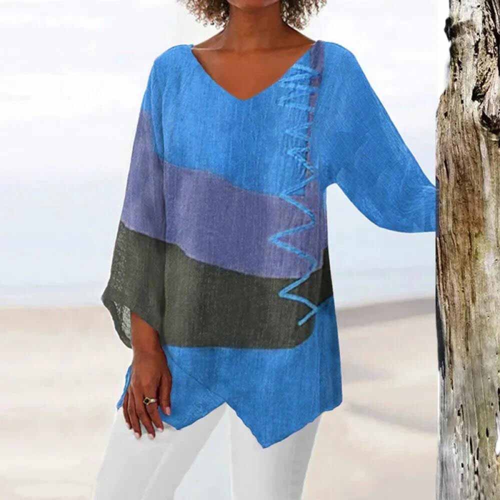 Breathable women’s tricolor shirt – modern design, soft polyester, for all occasions