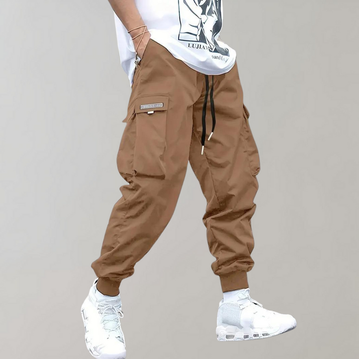 Relaxed Fit Black Cargo Pants for Men, Breathable and Flexible Casual Trousers with Functional Pockets