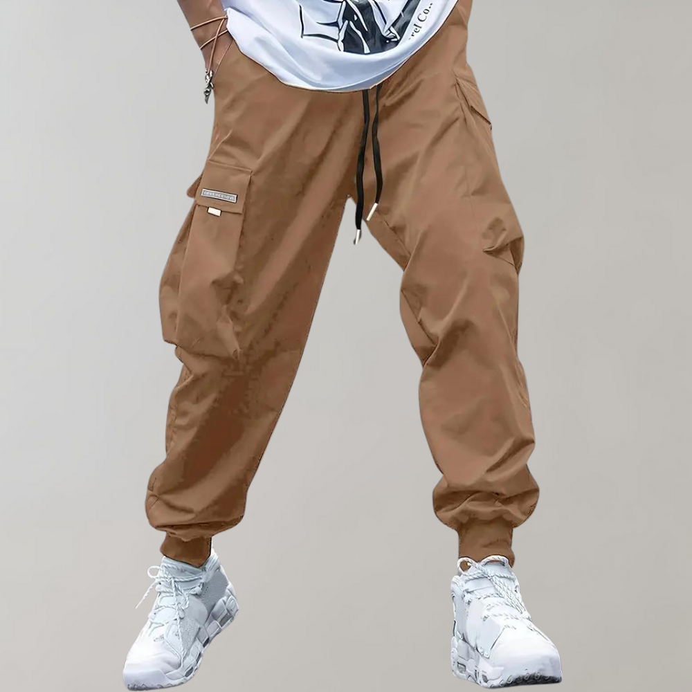 Relaxed Fit Black Cargo Pants for Men, Breathable and Flexible Casual Trousers with Functional Pockets