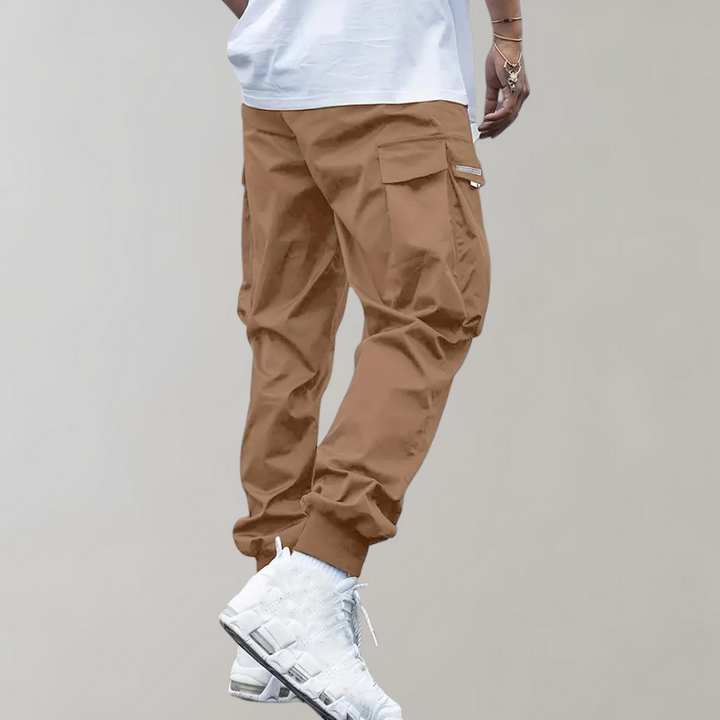 Relaxed Fit Black Cargo Pants for Men, Breathable and Flexible Casual Trousers with Functional Pockets