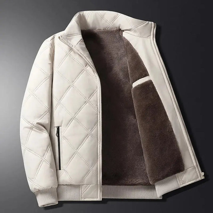 Windproof Men’s Jacket - Quilted Bomber Fleece Lined Hiking