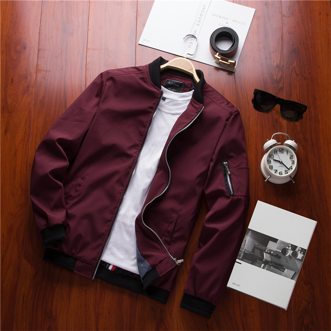 Lightweight Mens Bomber Jacket - Waist Length, Cotton Blend