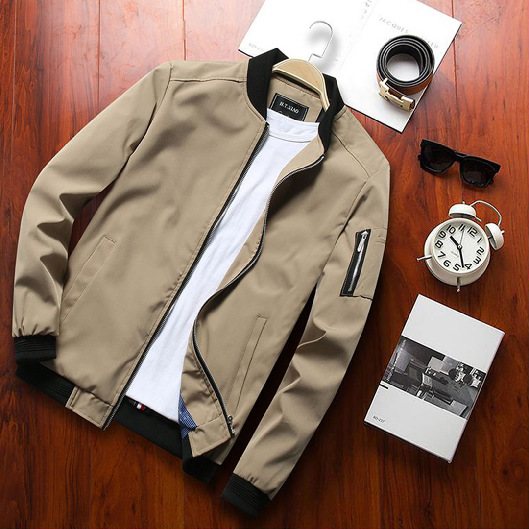 Lightweight Mens Bomber Jacket - Waist Length, Cotton Blend