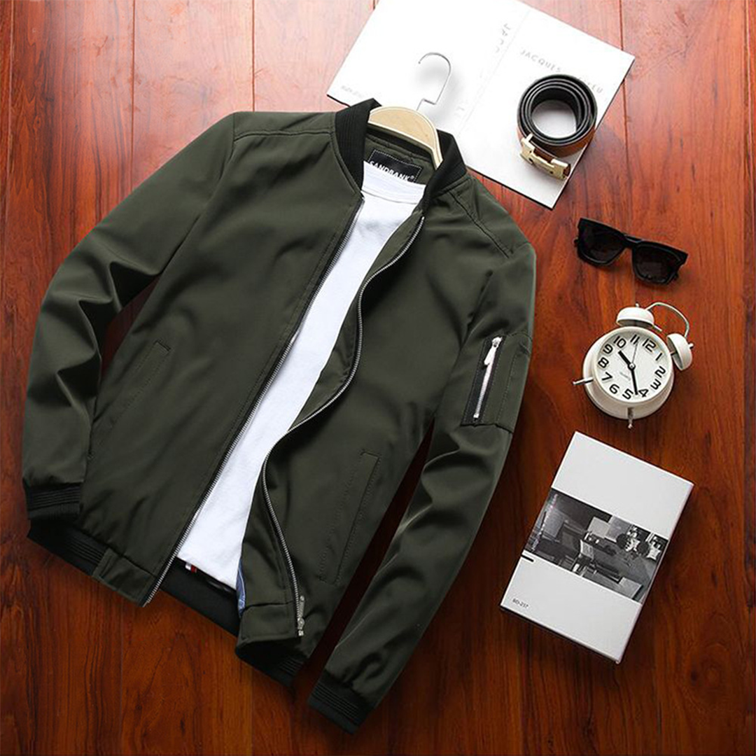 Lightweight Mens Bomber Jacket - Waist Length, Cotton Blend