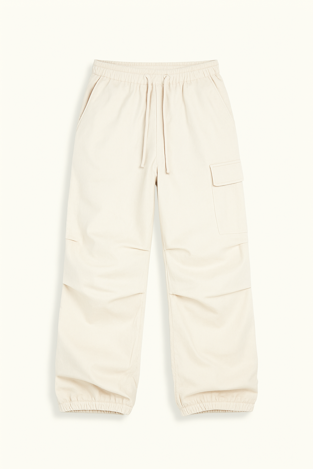 White Cargo Pants for Women with Adjustable Waistband and Functional Pockets, Modern Utilitarian Style